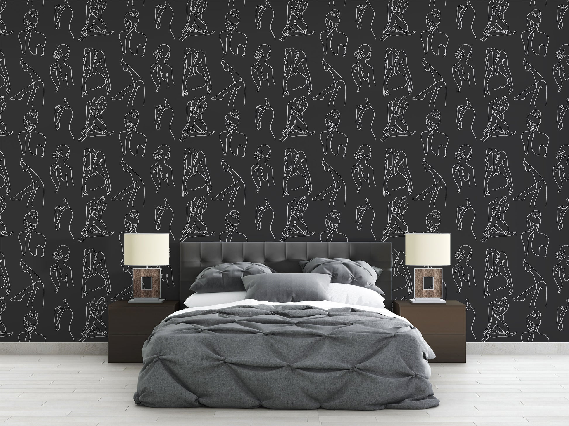 PVC-Free Line Art Wall Covering for Eco-Conscious Home Decor