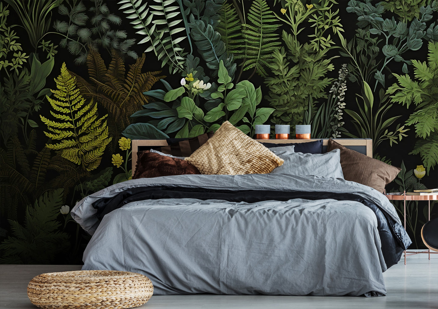 Eco-Friendly Dark Botanic Wall Mural - Nature-Inspired Decor