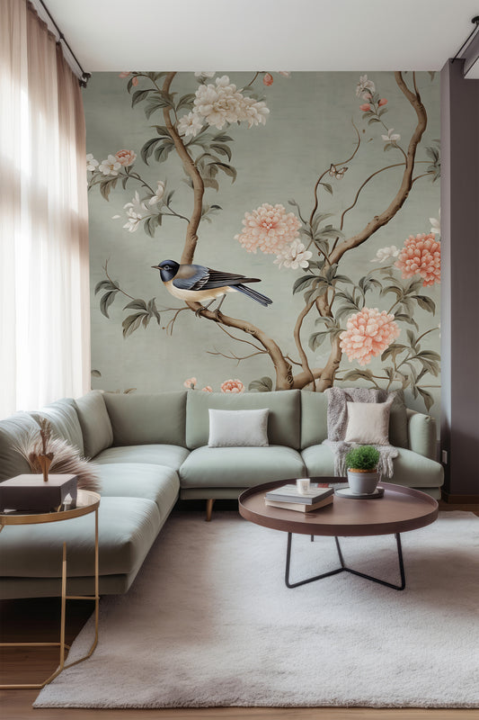 Silver Lake Chinoiserie Wall Mural | PrePasted Chinoiserie Wallpaper | Chinoiserie Design