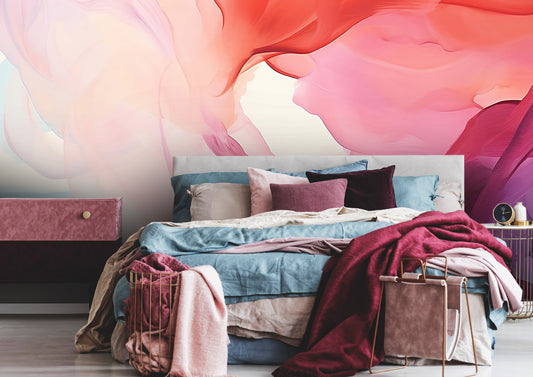 Abstract Pink Brush Effect Peel and Stick Wallpaper
