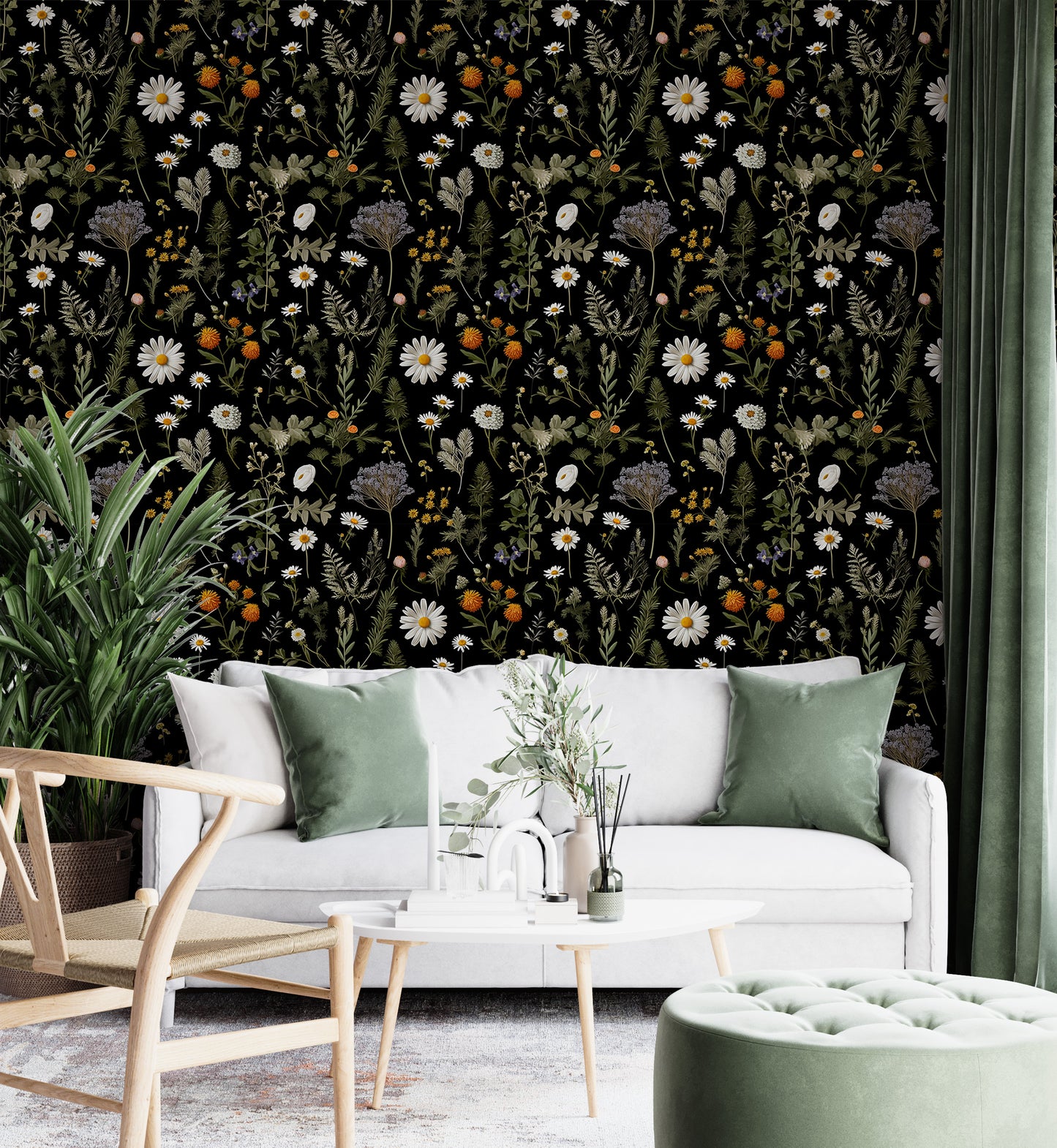 Dark Botanical Wallpaper for Walls