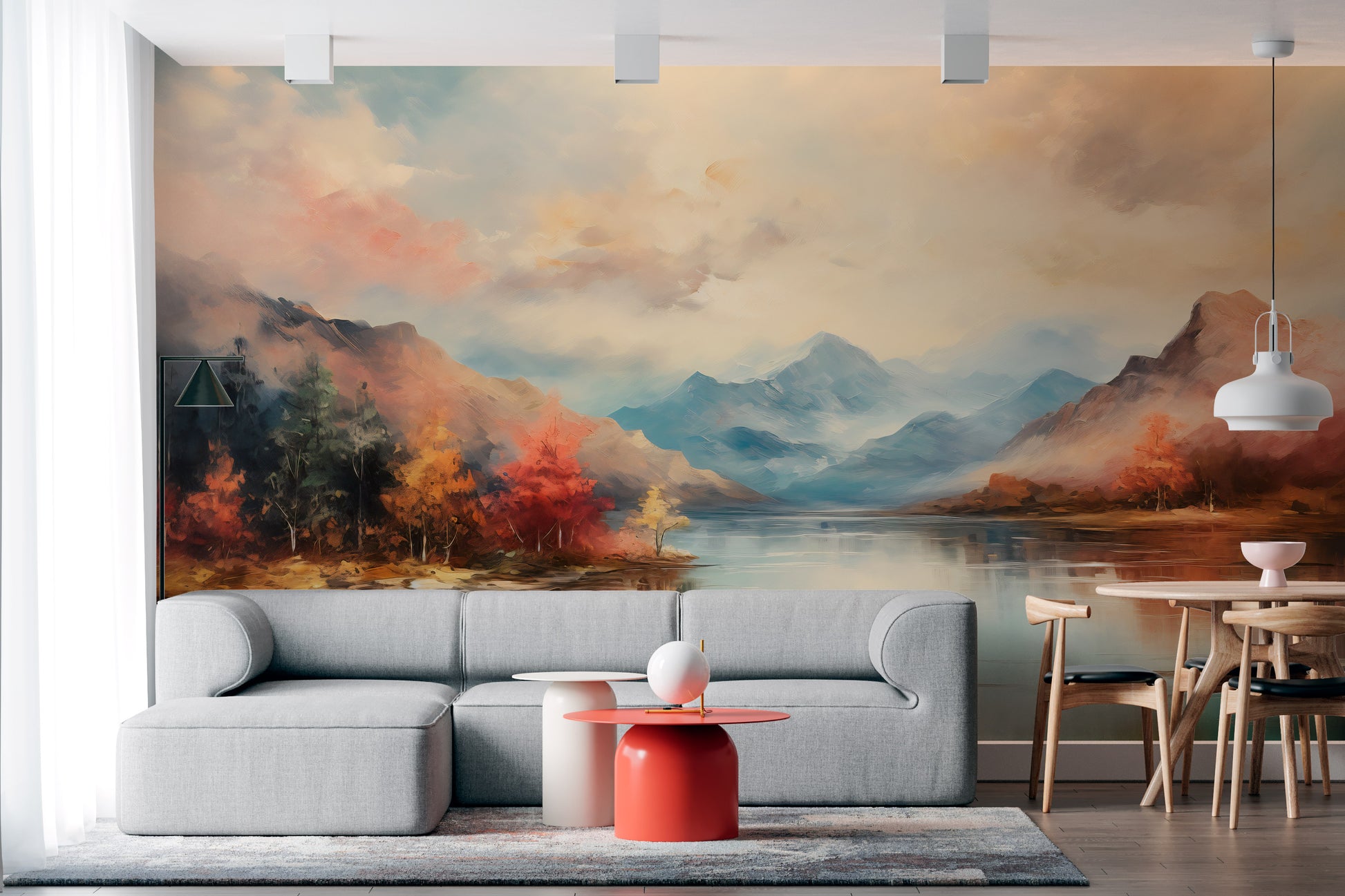 Serene Watercolor Mountains Scene