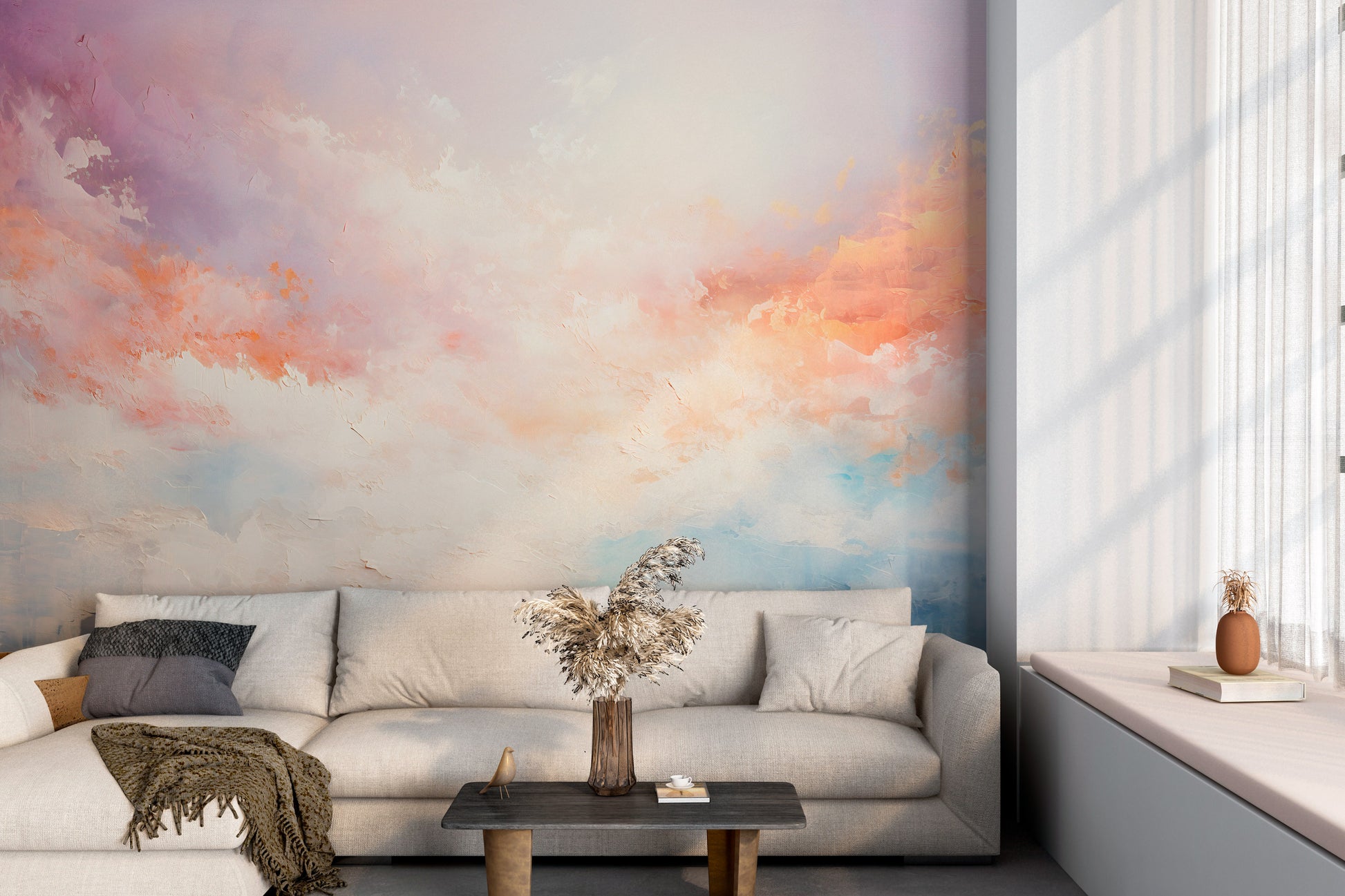 Pastel Clouds Peel and Stick Sky Wallpaper