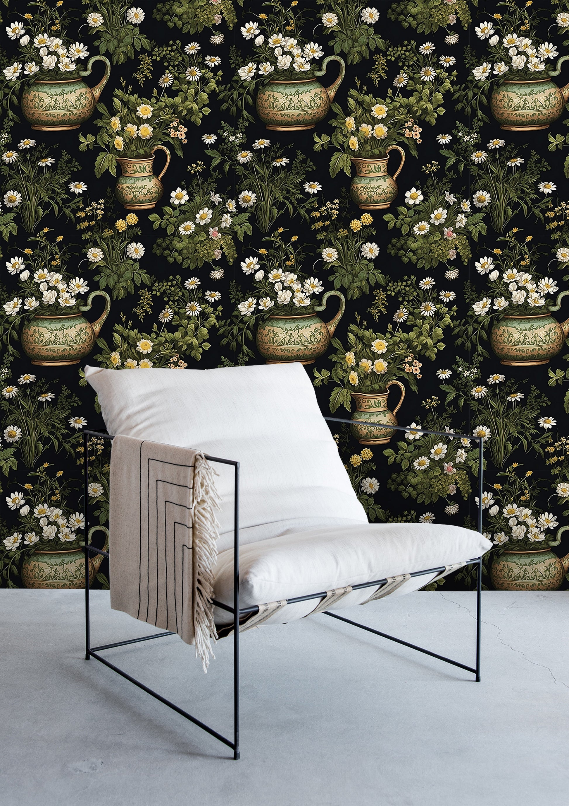 Vintage Dark Floral Wallpaper for Captivating Home Decoration