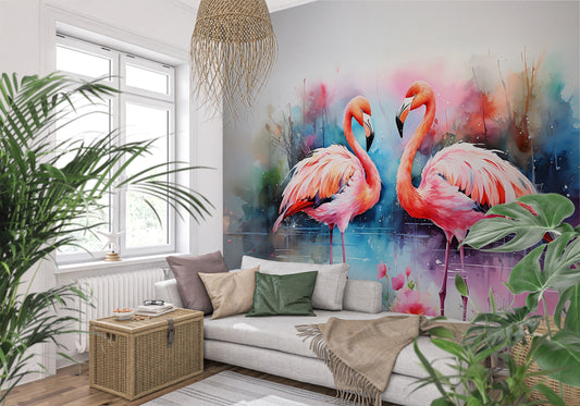 Removable Flamingo Wall Mural for Convenient Room Transformation