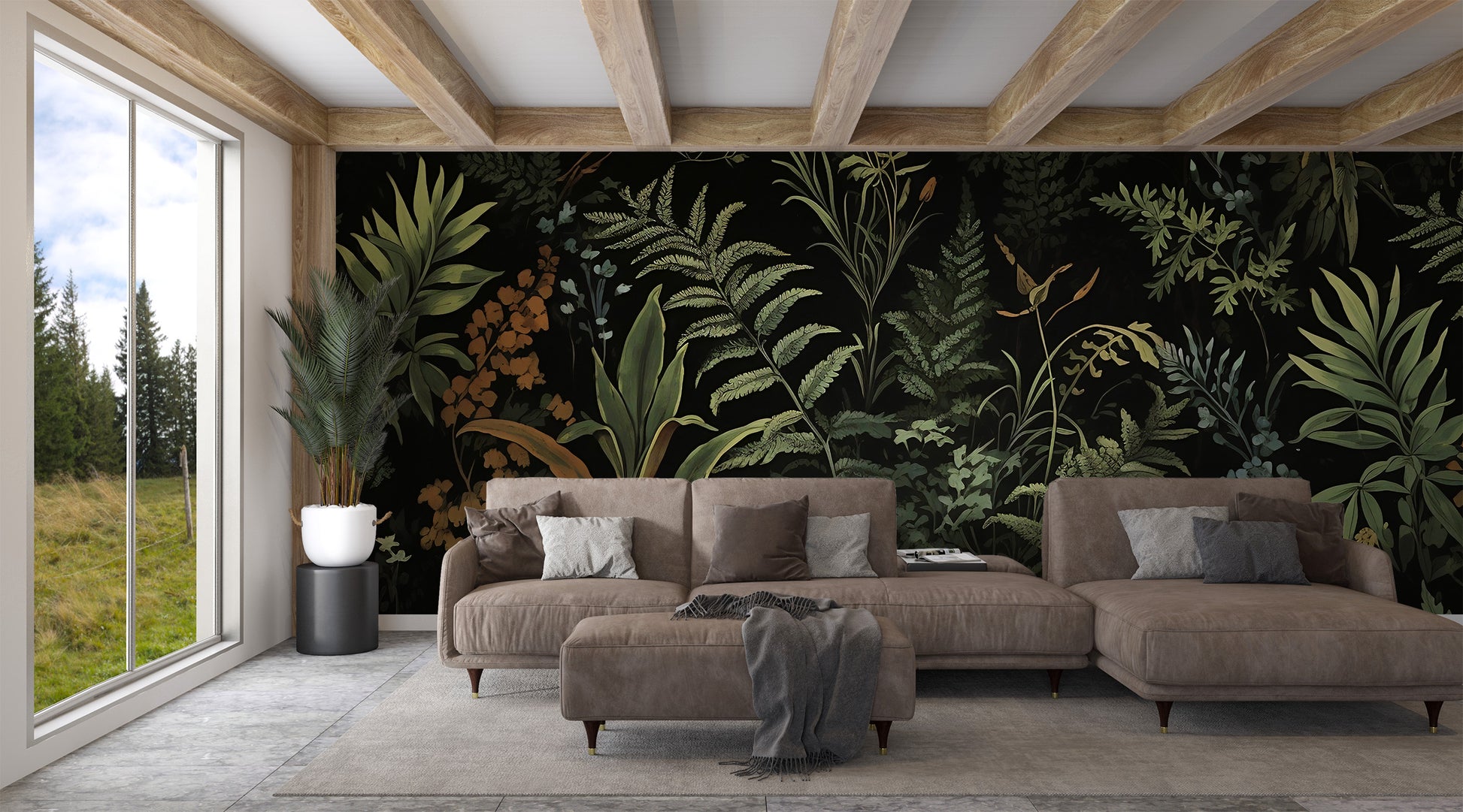Botanic Living Room Wallpaper - Nature-Inspired Decoration
