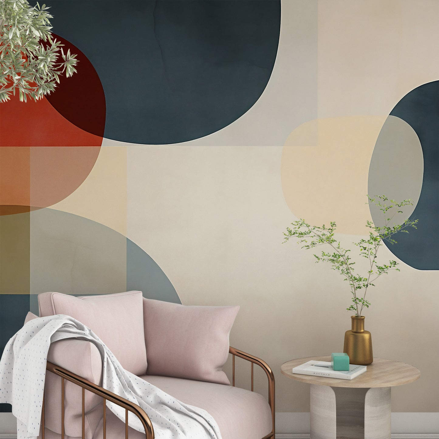Watercolor Abstract Art Wallpaper | Aesthetic Boho Print Wall Mural | Peel and Stick Color Paintbrush Wallpaper