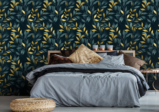 Botanical Art Dark Foliage Mural
