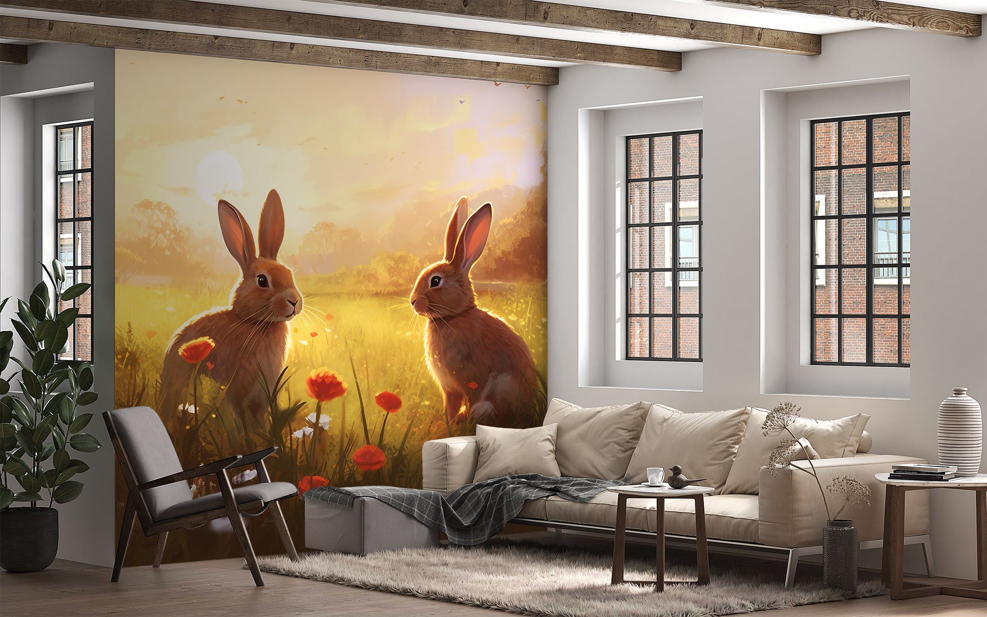 Kid-Friendly Removable Bunny Wallpaper