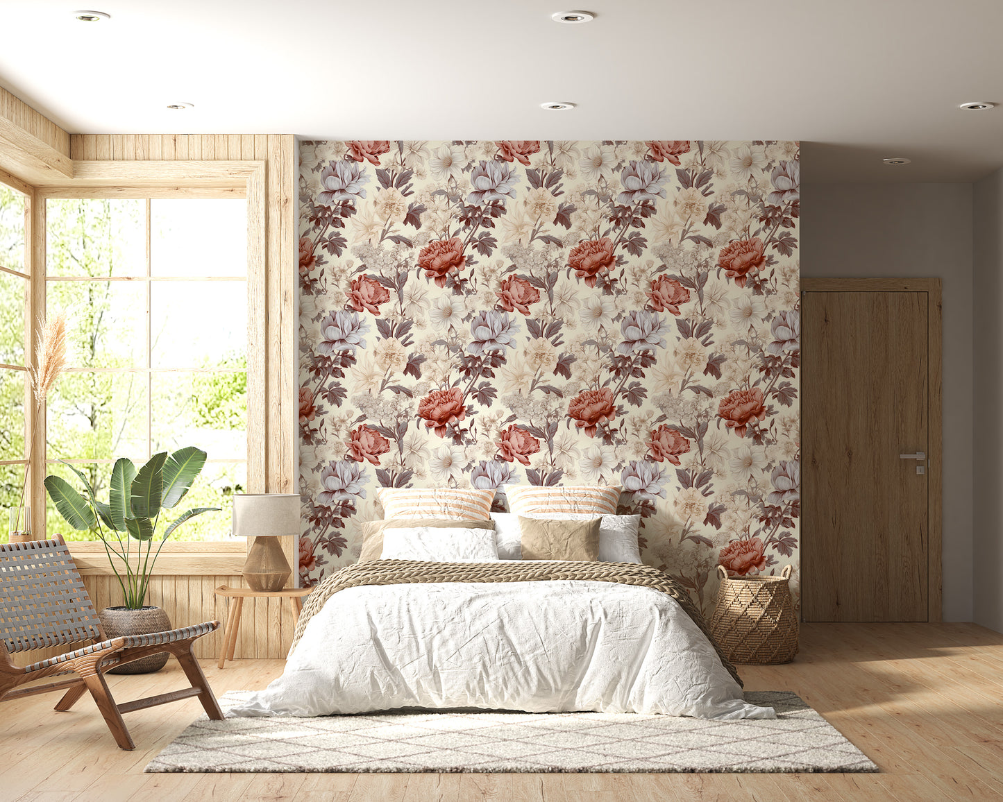 Retro Flowers Removable Wallpaper