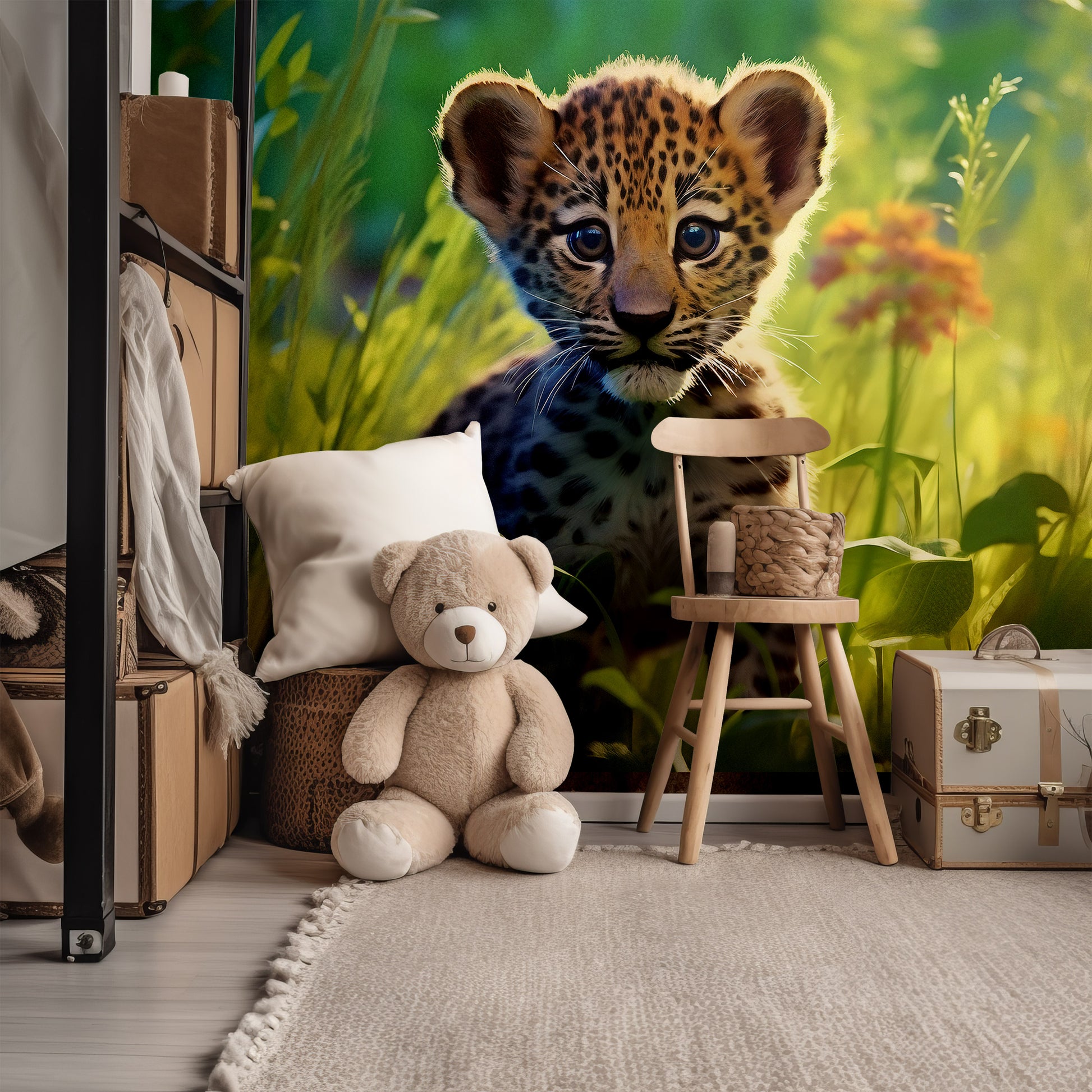 Removable Wallpaper with Whimsical Animal Design for Renter-Friendly Spaces