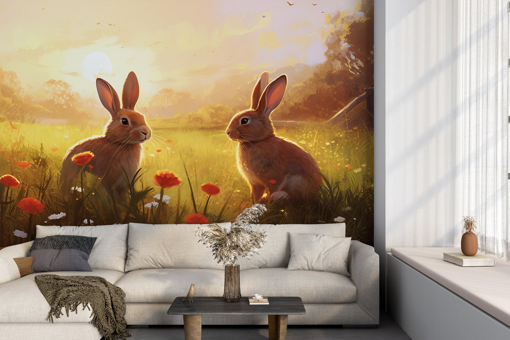 Charming Wildlife Mural for Children's Space