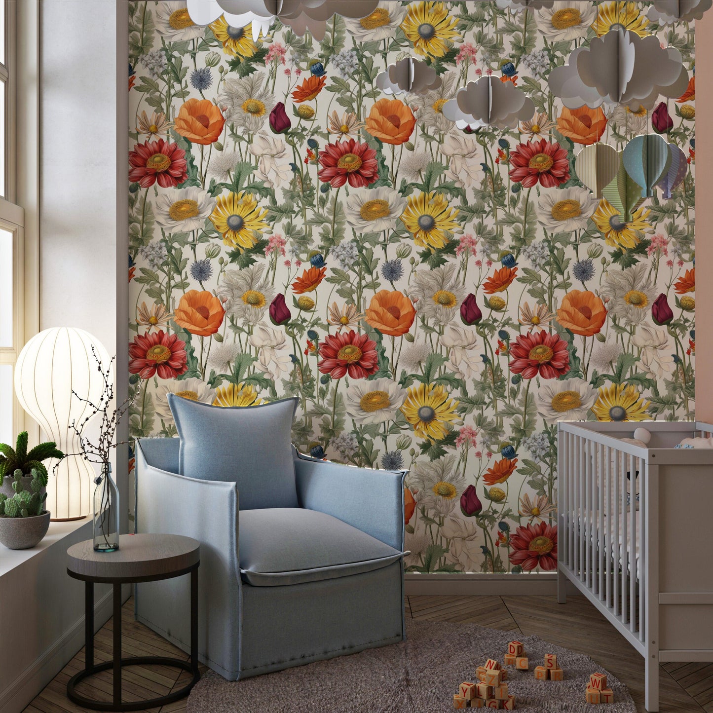Summer Floral Wallpaper | Field Flowers by Miami Walls and Decor | Peel & Stick Wallpapers, Removable and Renter Friendly