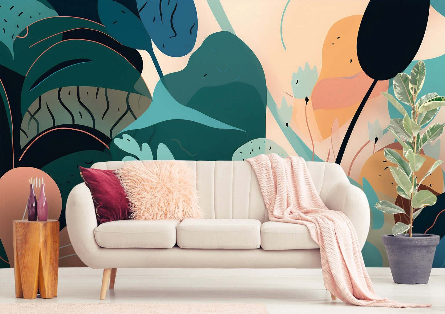 Abstract Wall Mural Wallpaper by Miami Walls & Decor. Handcrafted by Artists.