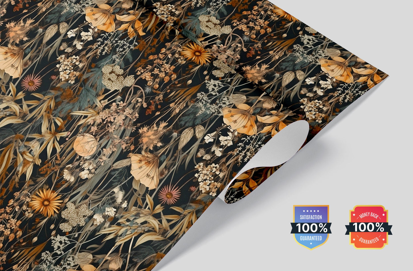 Dark Botanical Wallpaper | Removable Dark Floral Pattern Wallpaper | Botanical Pattern Wallpaper | Peel & Stick Botanical Wallpaper