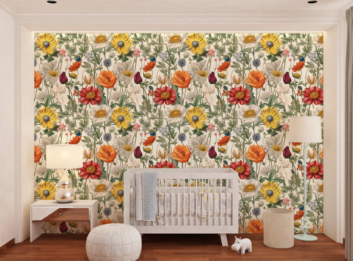 Summer Floral Wallpaper | Field Flowers by Miami Walls and Decor | Peel & Stick Wallpapers, Removable and Renter Friendly