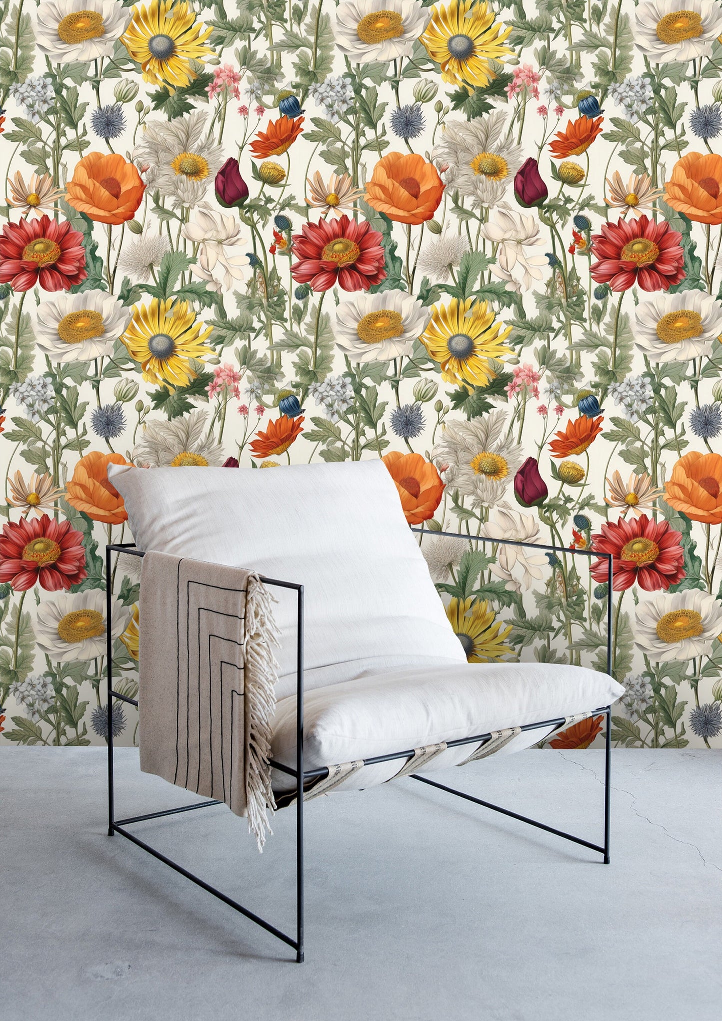 Summer Floral Wallpaper | Field Flowers by Miami Walls and Decor | Peel & Stick Wallpapers, Removable and Renter Friendly