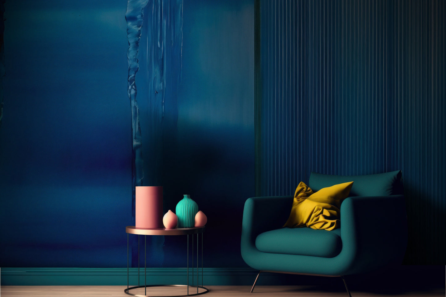 Blue Abstract Painting Wallpaper | Brush Stroke Mural | Blue Abstract Removable Wallpaper | Modern Abstract Wallpaper | Blue Abstract Mural