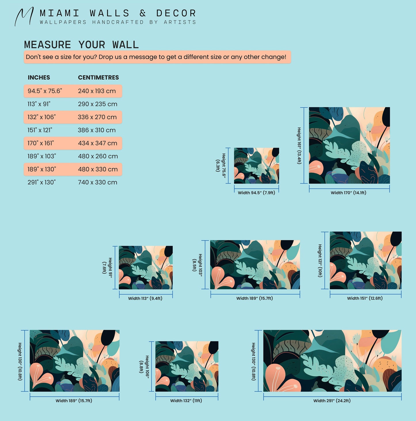 Abstract Wallpaper Mural with Delicate Matisse-Inspired Shapes. Easy-to-Apply Peel and Stick.