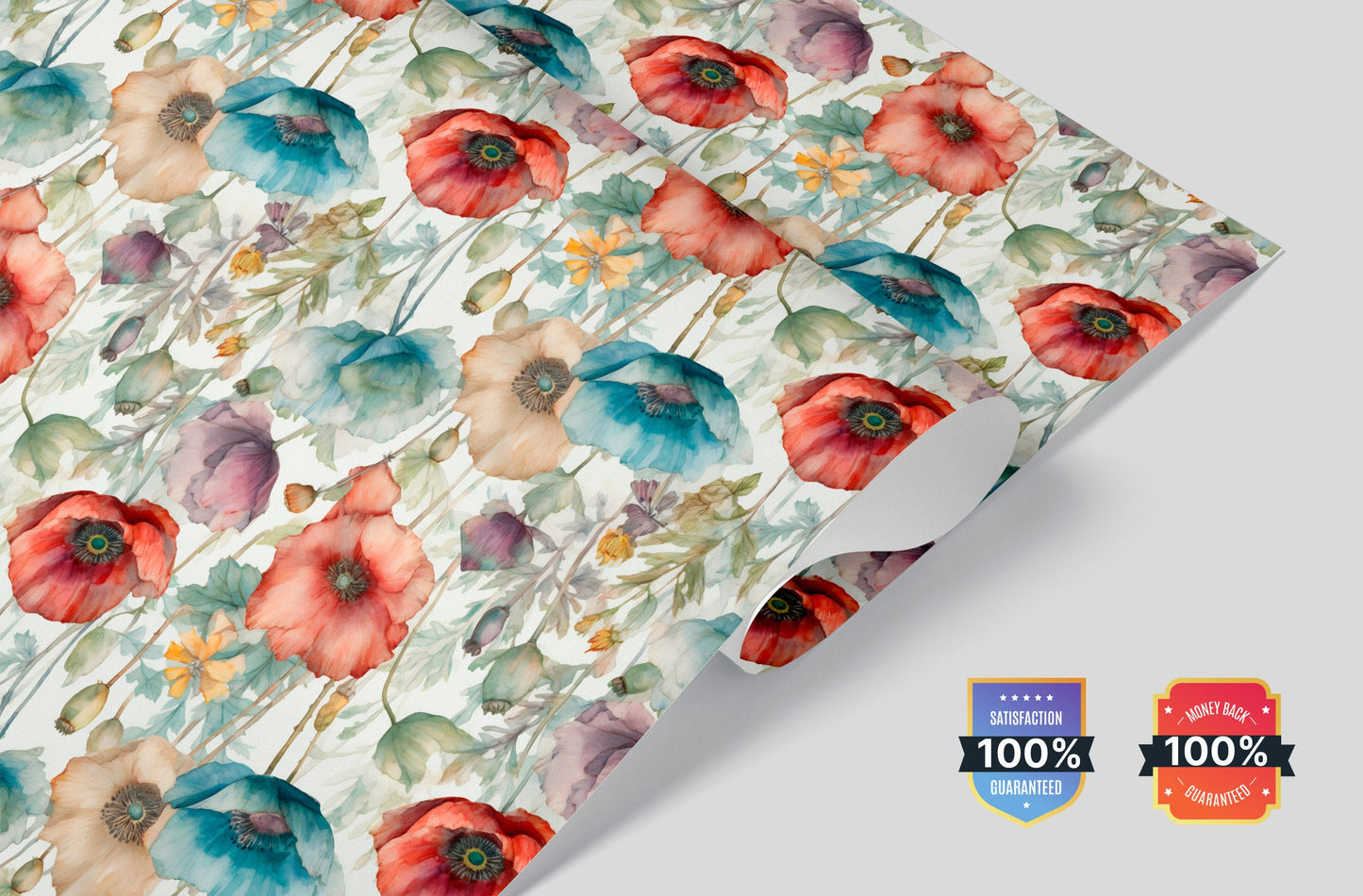 Poppy Flowers Wallpaper | Poppies Flowers Watercolor by Miami Walls and Decor | Peel & Stick Wallpaper, Removable and Renter Friendly
