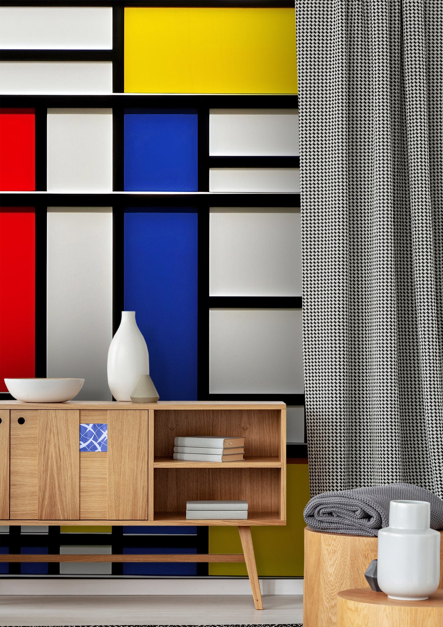 Mondrian Wallpaper | Colourful Geometric Removable Wallpaper | Abstract Art Peel and Stick Wallpaper | Neoplasticism Mural | Eco-friendly