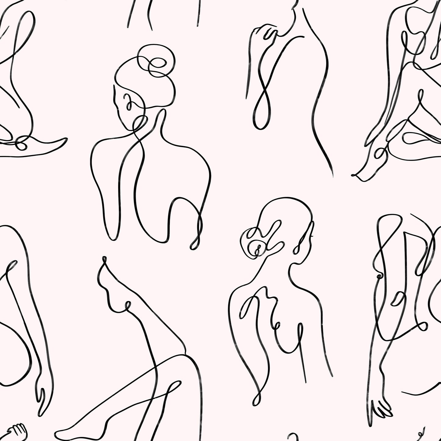 Female Body Wallpaper | Line Art Removable Peel & Stick Wallpaper | Female Body Line Art Decor | Minimalistic Art Peel and Stick Wallpaper