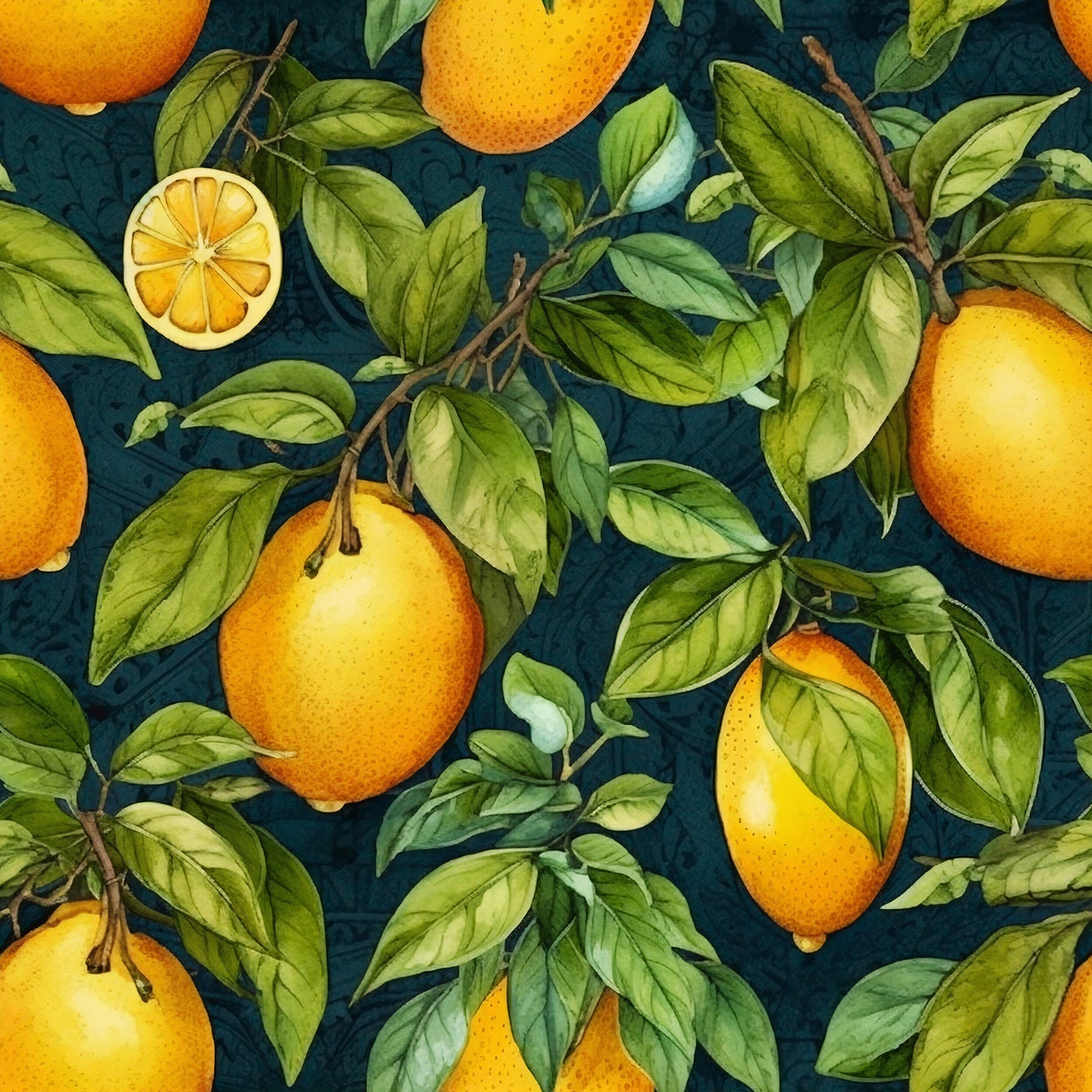 Fruit Kitchen Wallpaper | Lemon Pattern Wallpaper | Citrus Wallpaper | Citrus Peel and Stick Wallpaper | Botanical Temporary Wallpaper