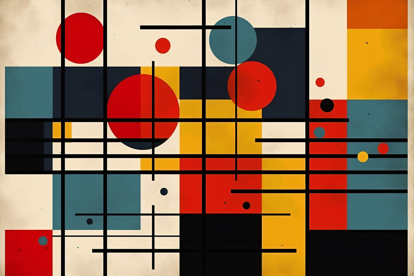 Mondrian Wallpaper | Colourful Geometric Removable Wallpaper | Abstract Art Peel and Stick Wallpaper | Geometrical Colorful Mural | PVC Free