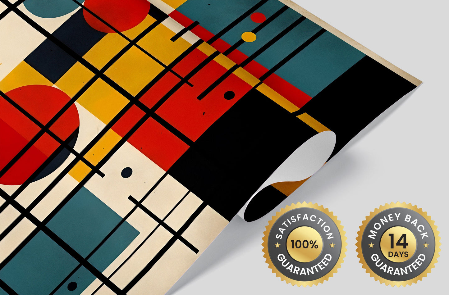 Mondrian Wallpaper | Colourful Geometric Removable Wallpaper | Abstract Art Peel and Stick Wallpaper | Geometrical Colorful Mural | PVC Free