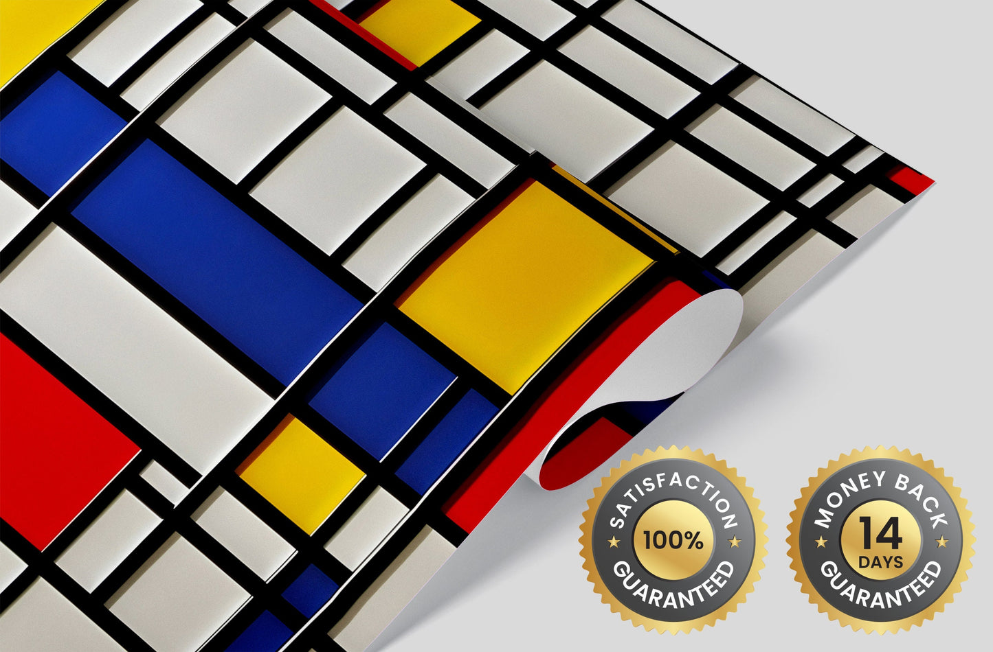Mondrian Wallpaper | Colourful Geometric Removable Wallpaper | Abstract Art Peel and Stick Wallpaper | Neoplasticism Mural | Eco-friendly