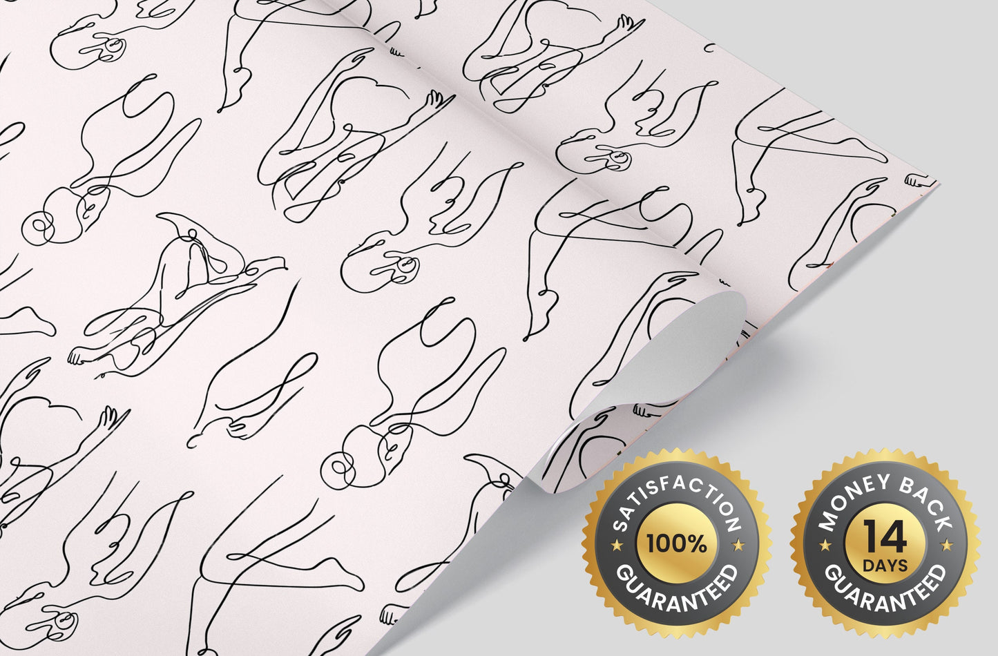 Female Body Wallpaper | Line Art Removable Peel & Stick Wallpaper | Female Body Line Art Decor | Minimalistic Art Peel and Stick Wallpaper