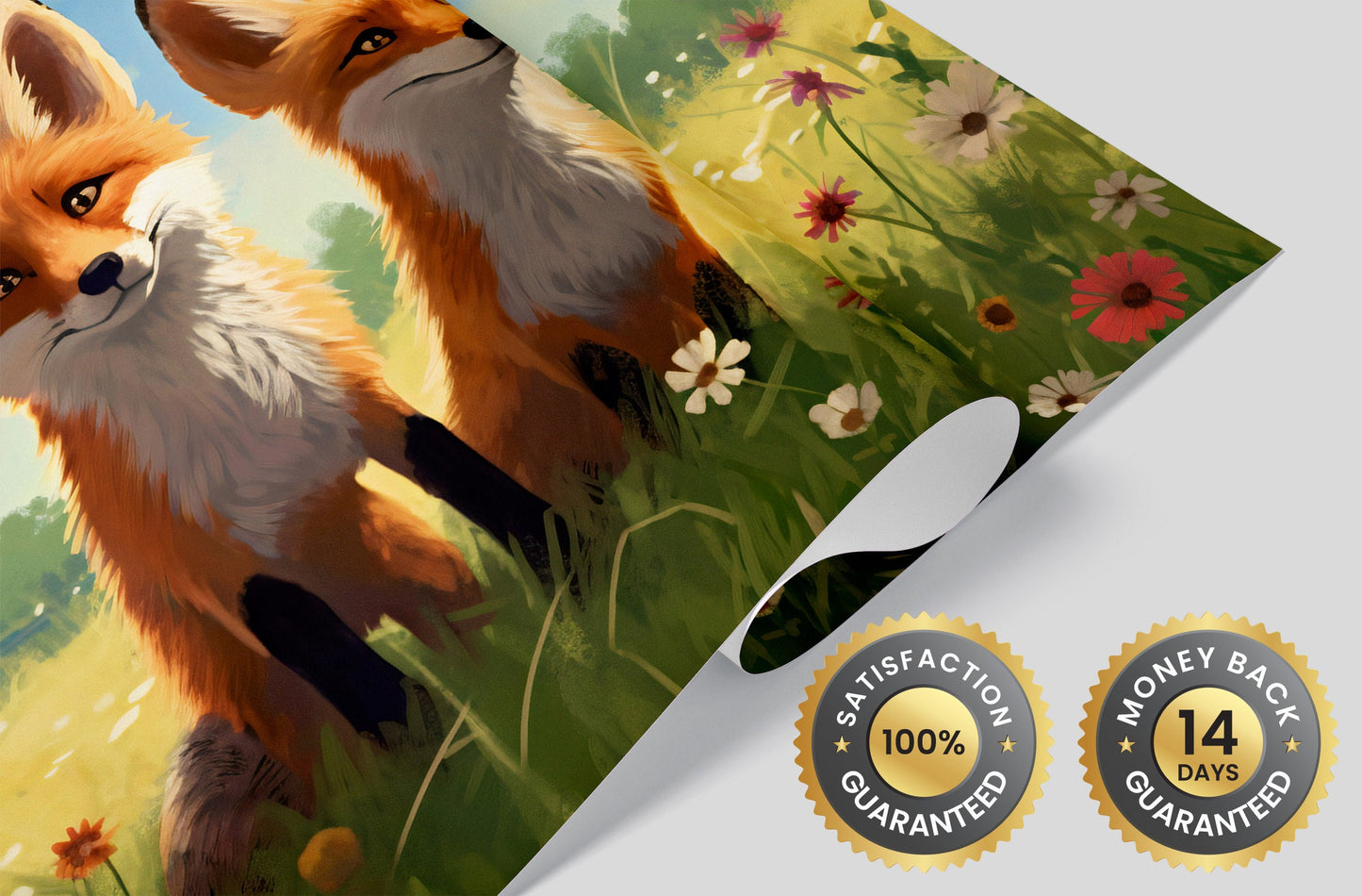 Foxes Mural for Nursery | Foxes Wallpaper | Animals Peel and Stick Mural for Nursery | Cute Foxes Mural | Cute Animals Removable Mural