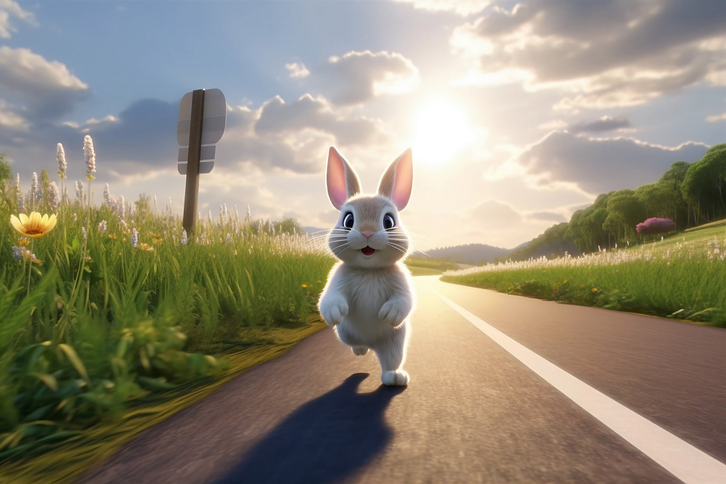 Cute Bunny Mural | Funny Bunny Removable Wallpaper for Nursery | Bunny Peel & Stick Mural | Bunny Wallpaper | Eco-friendly Mural for Kids