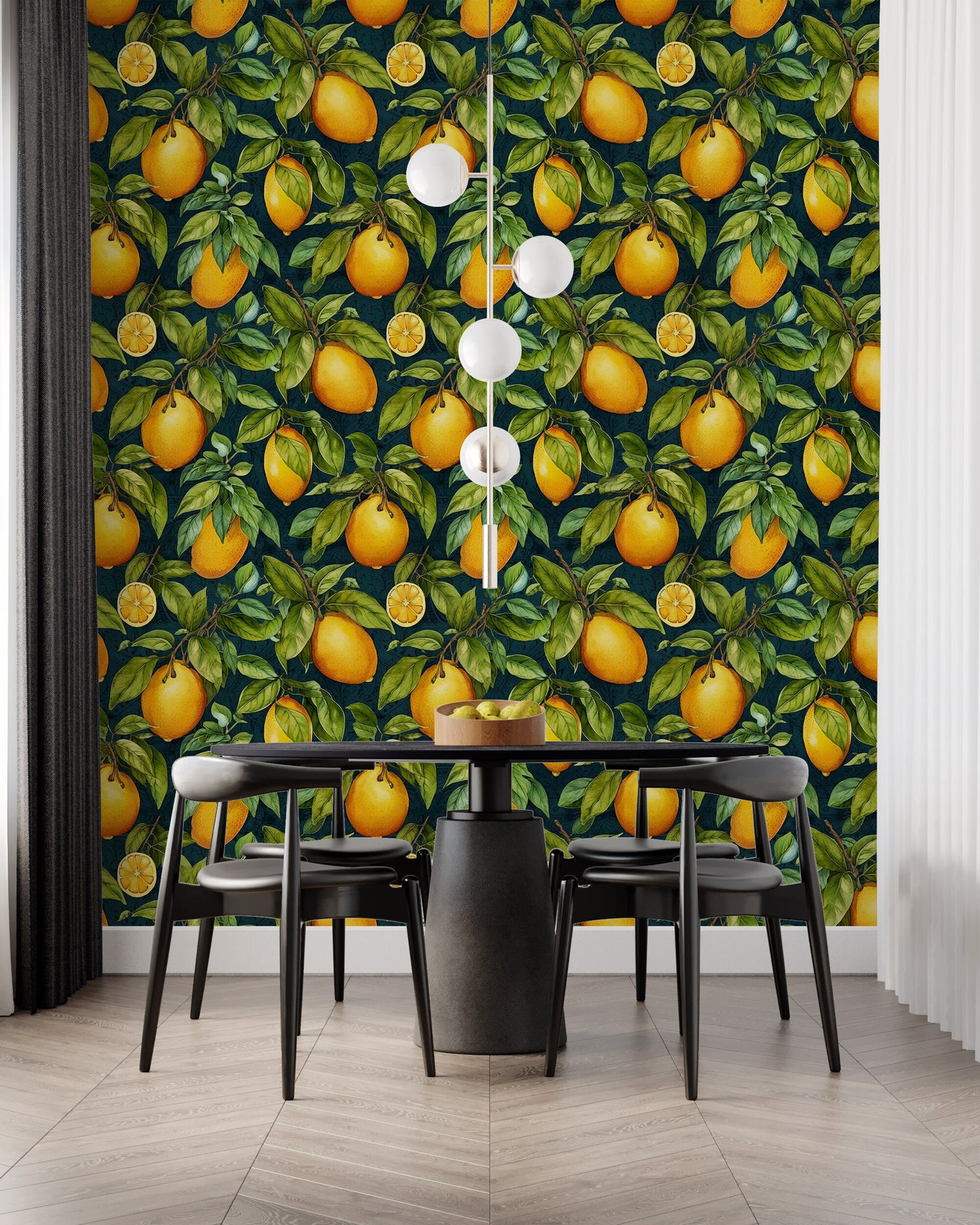 Fruit Kitchen Wallpaper | Lemon Pattern Wallpaper | Citrus Wallpaper | Citrus Peel and Stick Wallpaper | Botanical Temporary Wallpaper
