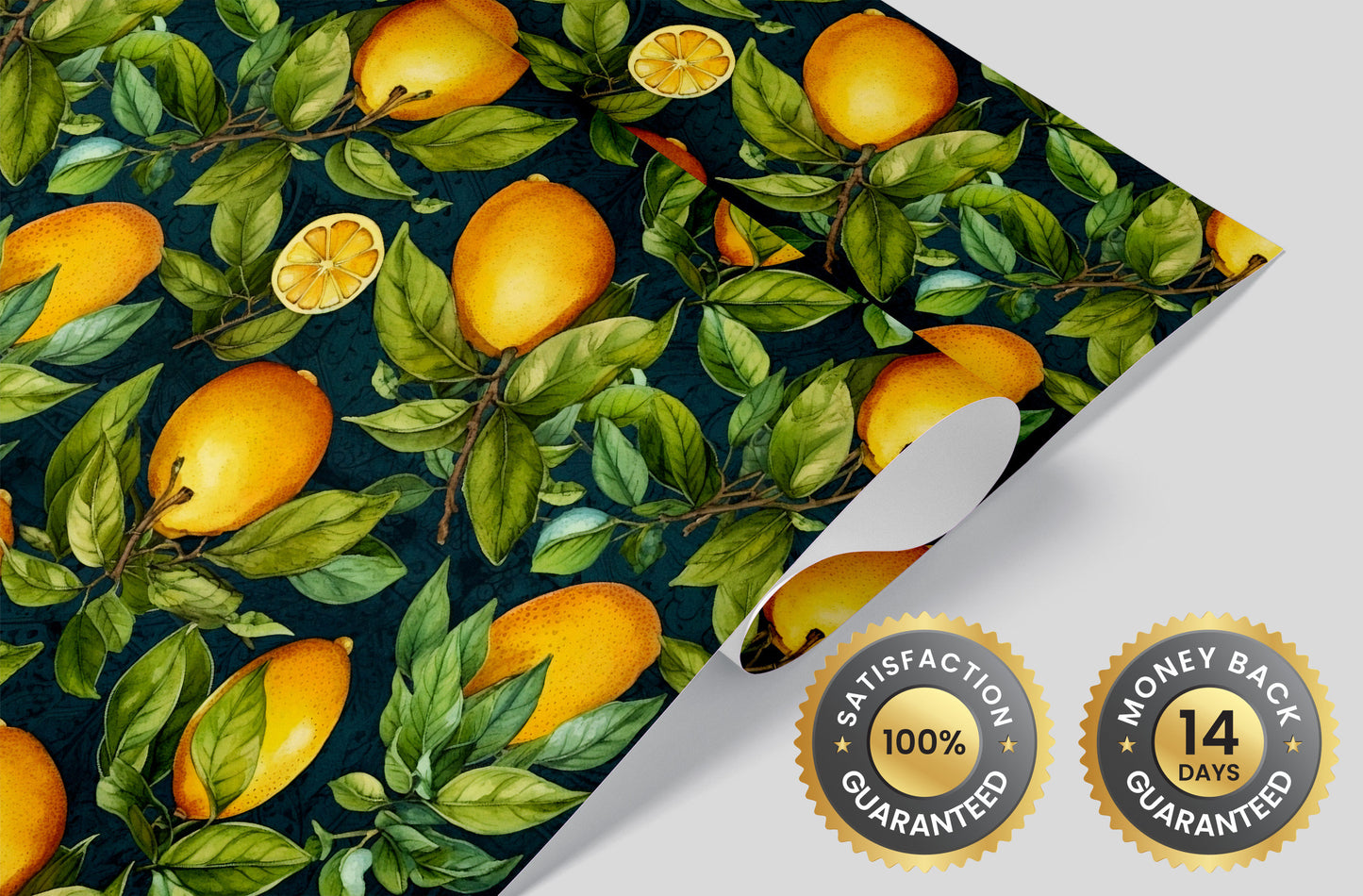 Fruit Kitchen Wallpaper | Lemon Pattern Wallpaper | Citrus Wallpaper | Citrus Peel and Stick Wallpaper | Botanical Temporary Wallpaper