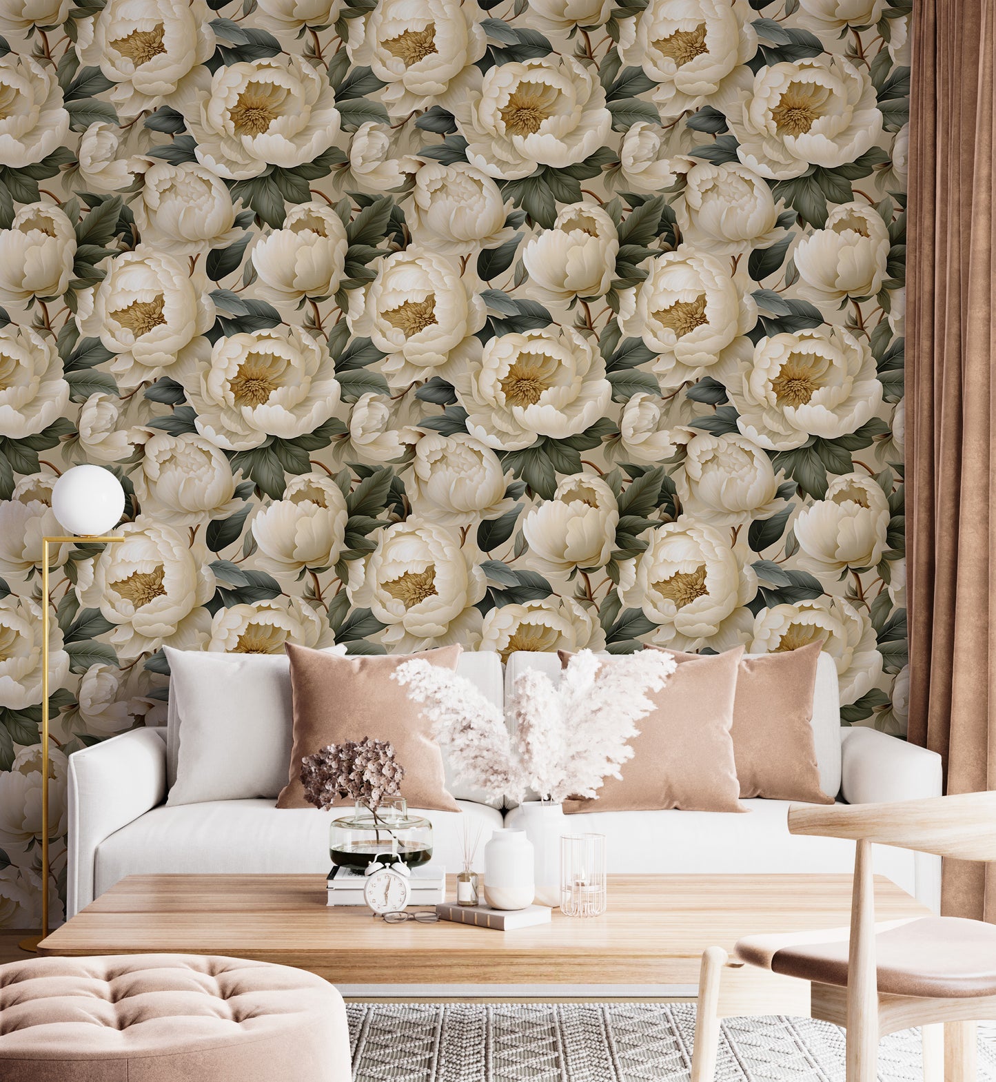 Renter-Friendly Floral Pattern Wallpaper