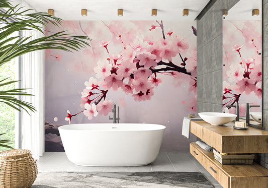 Pink Floral Peel and Stick Wall Art