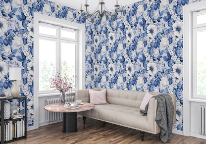 Traditional Blue and White Wallpaper