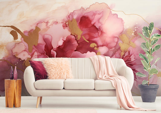 Whimsical Pink and Gold Peel and Stick Wall Art for DIY Projects