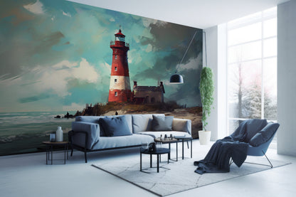 Nautical-Inspired Watercolor Wallpaper for Coastal Home Interiors