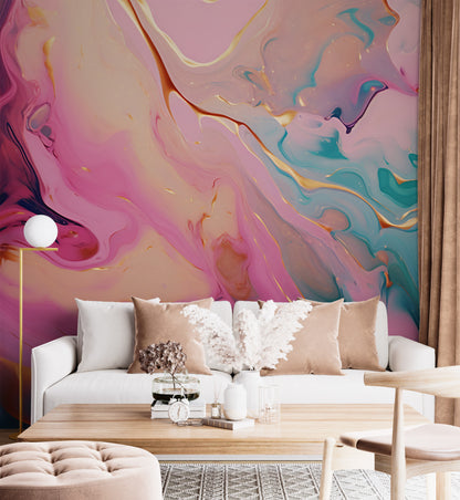 Abstract Art Wall Mural with Captivating Alcohol Ink Designs