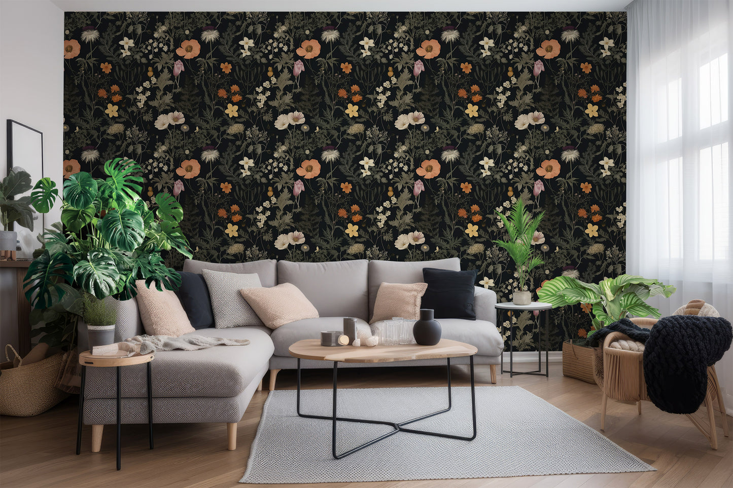 Dark Floral Peel and Stick Wall Decor - Wildflower Charm