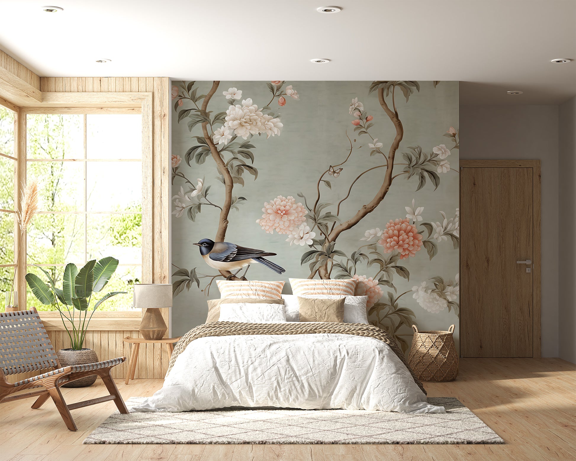 Chinoiserie Removable Wallpaper | Silver Lake Wall Mural | Chinoiserie Art for Walls