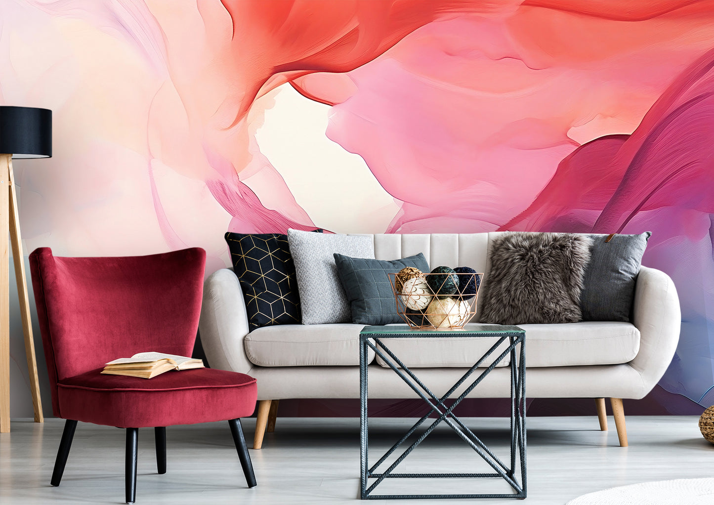 Contemporary Abstract Wall Art in Pink