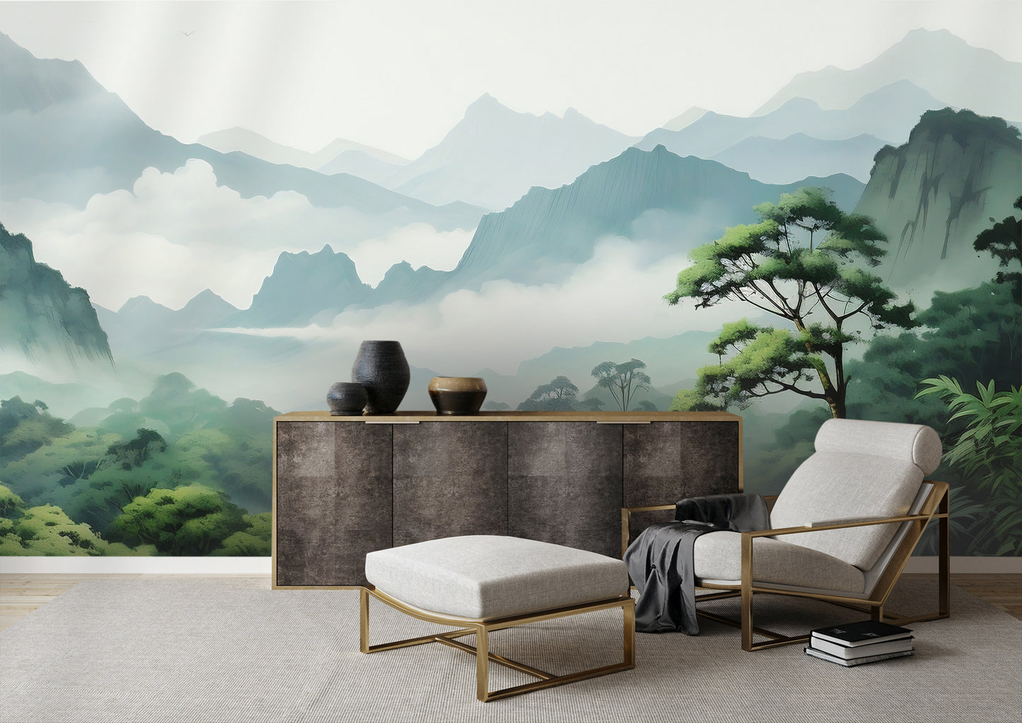 Enchanting Dark Jungle Wall Covering