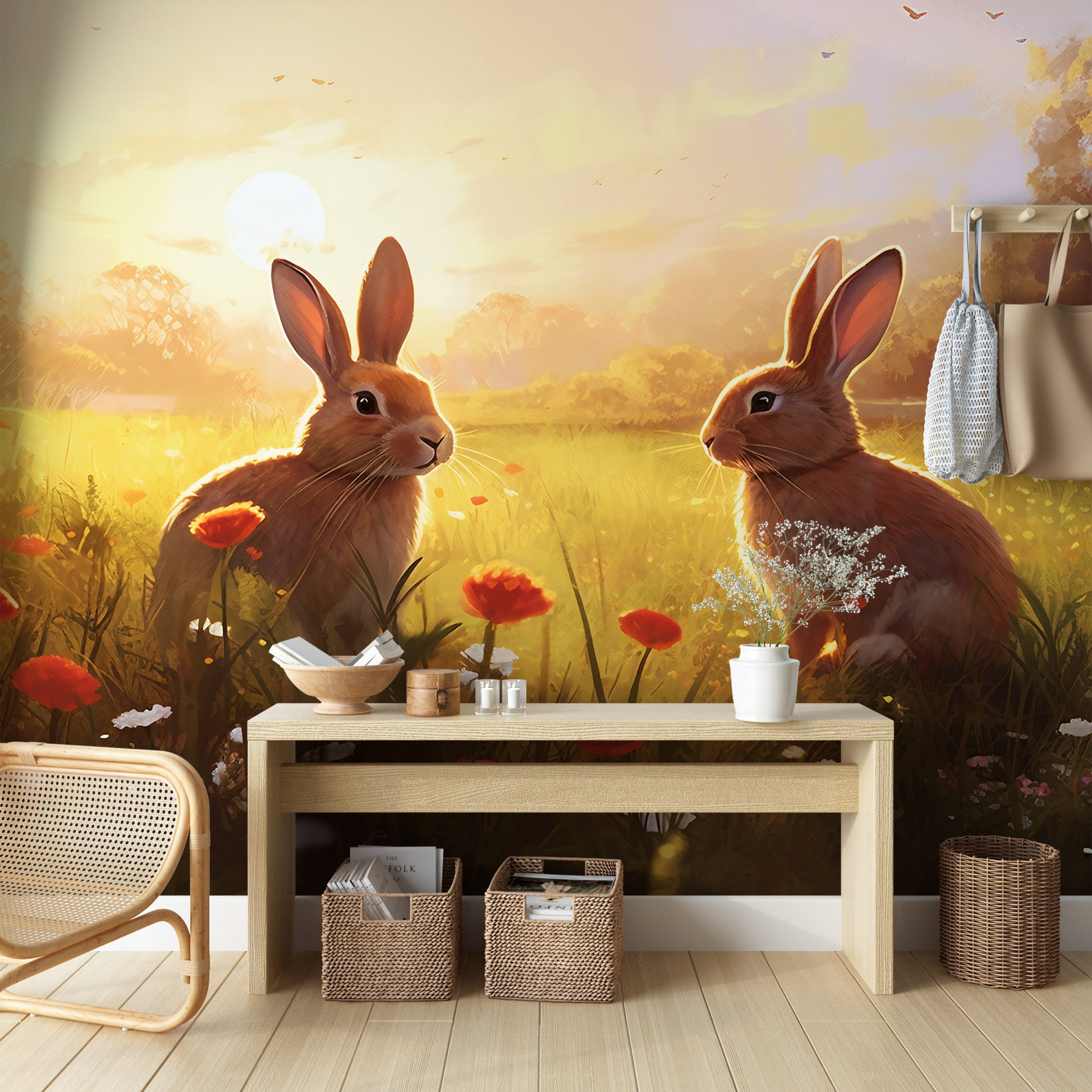 Renters' Delight: Bunny Meadow Wall Art