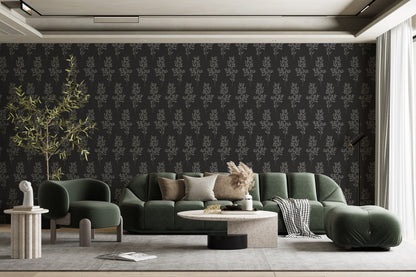 Versatile and easy-to-install black floral wallpaper