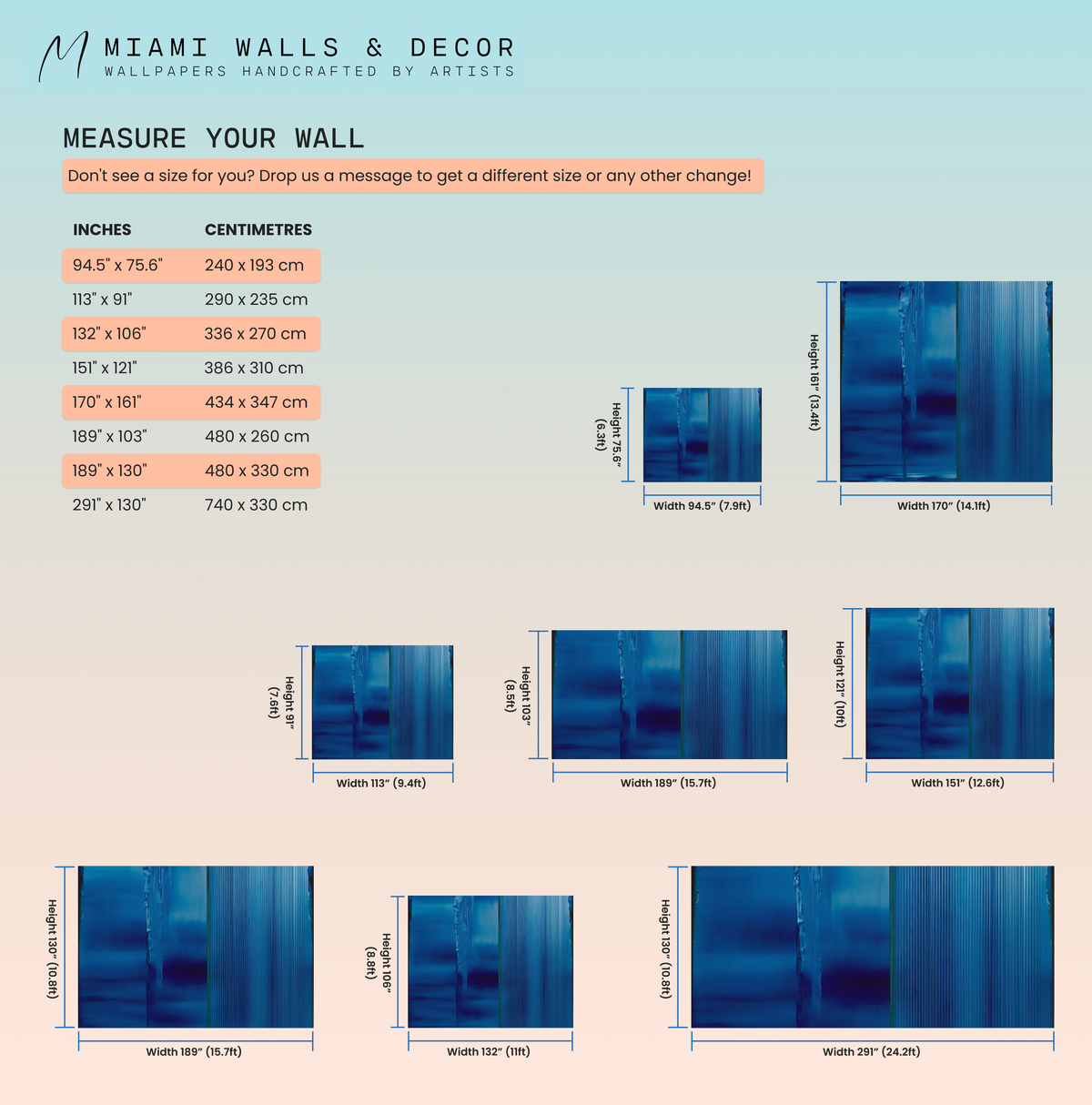 Blue Abstract Wallpaper | Brush Stroke Mural | Modern Abstract Mural ...