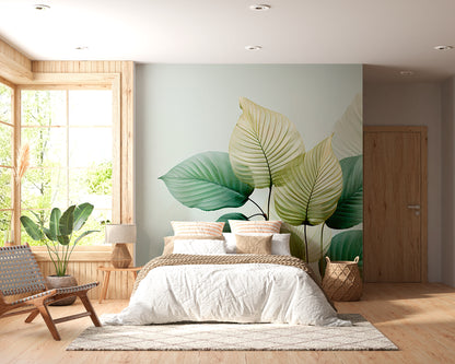 Nature-Inspired Minimalist Leaves Wall Mural