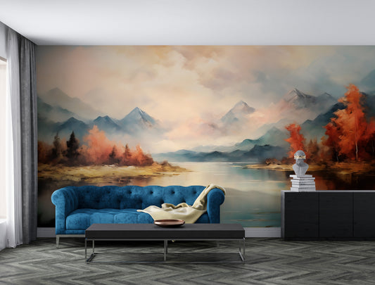 Autumn Forest Wall Mural with Colorful Leaves